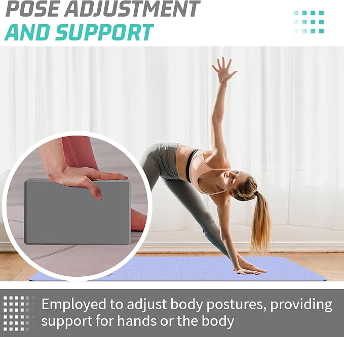 Yoga Blocks 4 Pack - Premium 3x6x9 IN EVA Foam Bricks for Pilates Workout, Stretching, Meditation | Non-slip and Lightweight Yoga Bricks for Flexibility, Balance, Spine Strength