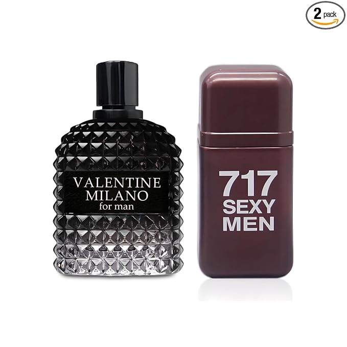AFLUXE 2PCS Valentine Milano/717 Sexy Eau De Toilette for Men-Fresh,Romantic Scent Perfume for Men 3.4 Fl Oz Each Mens Cologne For All Skin Daily Used