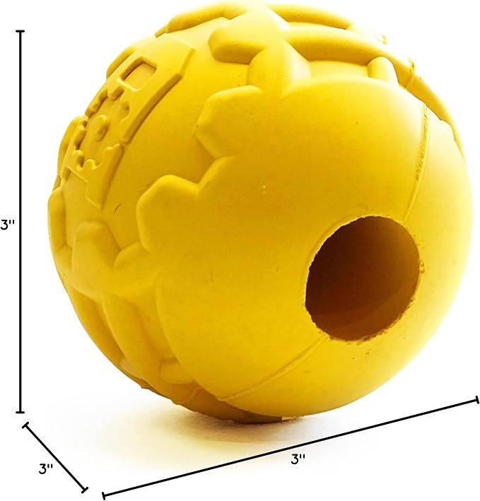 SodaPup Industrial Dog Gear Ball – Durable Ball Toy, Chew Toy, & Treat Dispenser Made in USA from Non-Toxic, Pet-Safe, Food Safe Natural Rubber Material for Bonding, Mental & Physical Exercise, & More