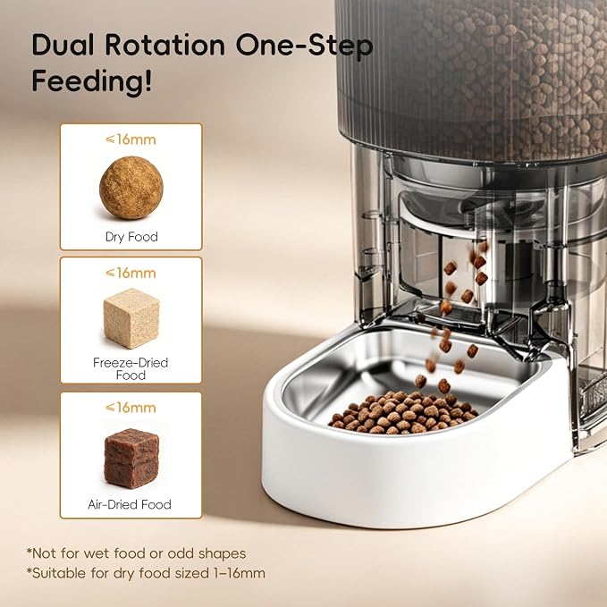 2.4G WiFi Automatic Cat Feeder, 4L/17 Cups Smart Food Dispenser | App Control, Timed 1-6 Meals & 1-12 Daily Portions, Stainless Steel Bowl, Clog-Free Design, Dual Power & Lock-Fresh Tech