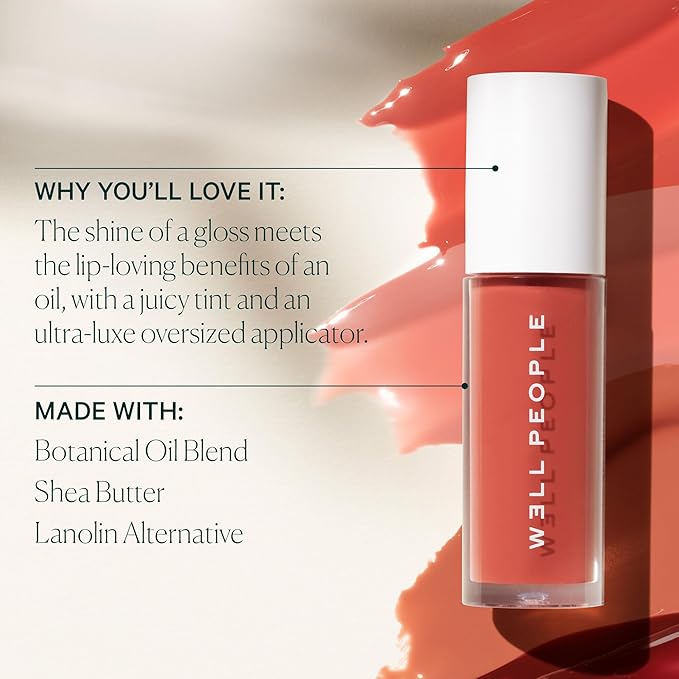 Well People Lush Lip Tinted Oil, Moisturizing Lip Oil For Nourishing & Conditioning Lips, Adds Sheer Color, Vegan & Cruelty-free, Dewy Iris