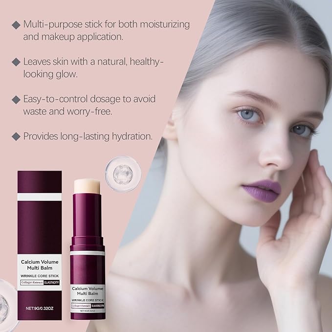 Calcium Multi-Balm Stick (2-Pack) - Korean Anti-Aging Formula for Face, Eyes & Neck - Hydrating, Firming Skin Treatment with Collagen & Vitamin D - Suitable for All Skin Types
