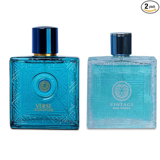 Verse Adonis&Vintage Man Combo Men Cologne 3.4 Fl. Oz Men's Perfume Refreshing Combination of Woody Floral & Fruity Scents Eau De Parfum for Men Lasts All Day Best Gift for Any Occasion