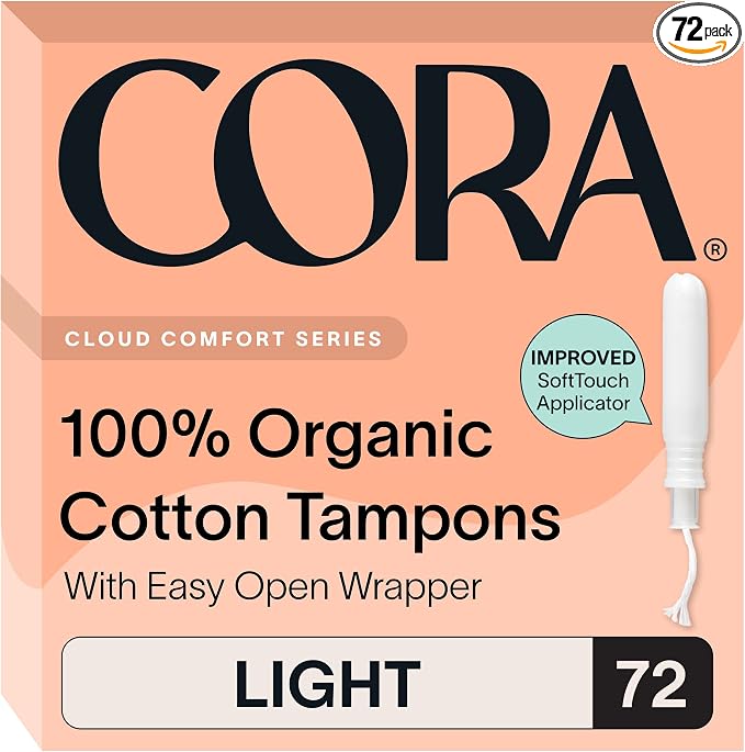 Cora Organic Cotton Tampons (72 Light Tampons)