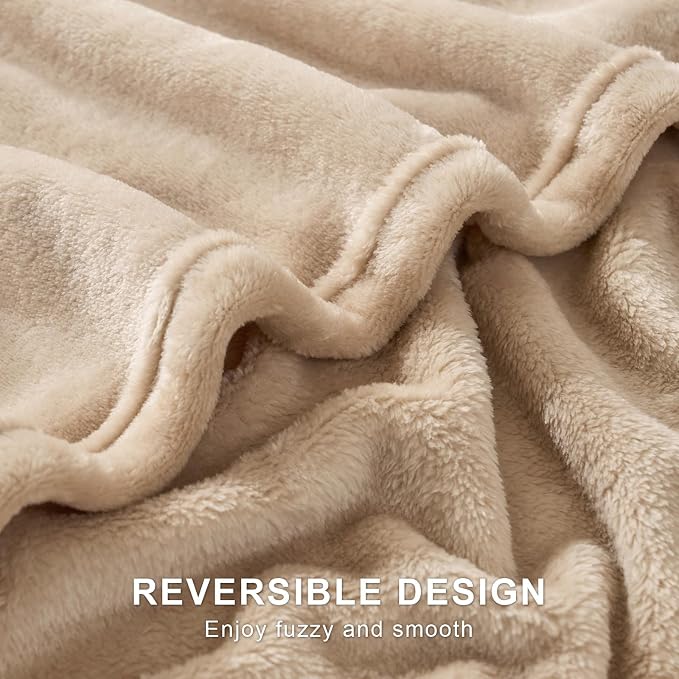 Hansleep Full Light Camel Fleece Blanket, Soft Flannel Bed Blanket | Fuzzy Cozy Blanket 84x90 Inches, Multi-use for Bed, Sofa, Couch, Travel, Camping, All Season Warm Lightweight Cover