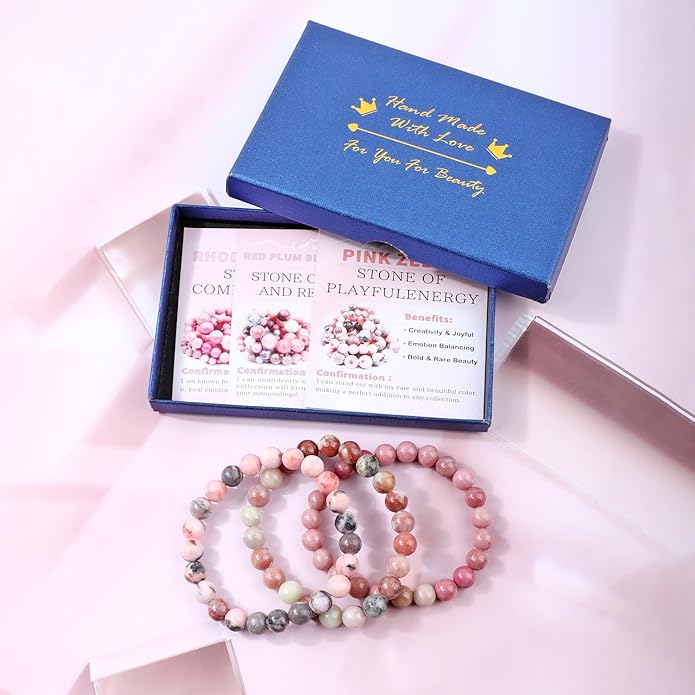 NCB 2.3-Piece 4mm Natural Crystal Gemstone Stretch Bracelets – Handmade Reiki Energy Healing Jewelry for Meditation,Yoga, Unisex
