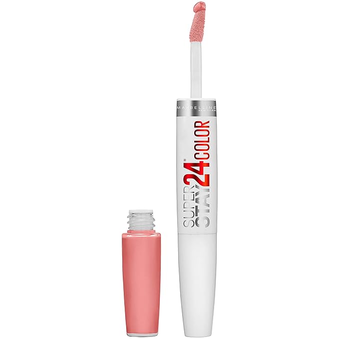 Maybelline Super Stay 24, 2-Step Liquid Lipstick Makeup, Long Lasting Highly Pigmented Color with Moisturizing Balm, All Night Apricot, Nude Orange, 1 Count