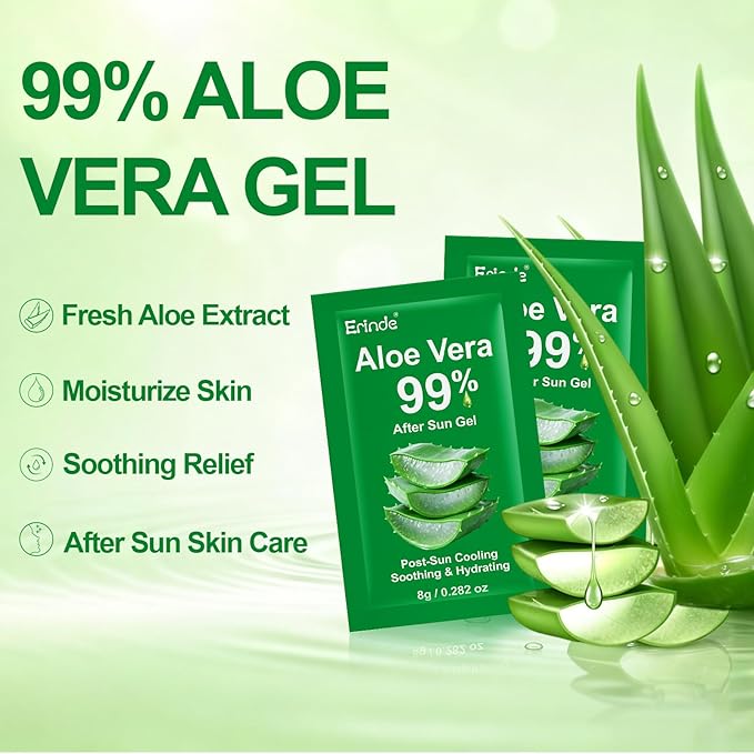 Erinde 30 Pack Aloe Vera Gel for Face, Hair & Body, 99% Pure Aloe Vera Gel for Sunburn Relief, After Sun Skin Care Relief, Skin Care Bulk Soothing Hydrating Aloe Gel for All Skin Types