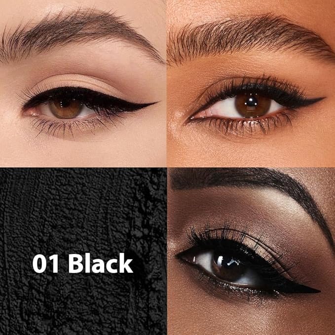 evpct 2Pcs Black Color Gel Glitter Eyeliner Pencils Set for Women Waterline Waterproof Smudge Proof lapiz de ojos delineador de ojos contra el agua Eye Liner Makeup,01# Black