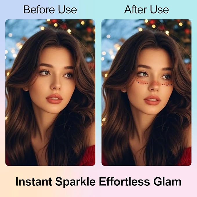 Christmas Glitter Face Tattoos – Waterproof Temporary Body Glitter Stickers for Holiday Parties and Christmas Festival Decorations, Sparkle Makeup Patches (6 Sheets)