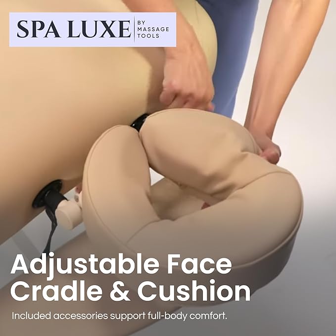 Professional Stationary Massage Table with Adjustable Headrest and Arm Shelf - Premium 3.5" Multi-Layer Soft-Foam System, Ergonomic Design Table for Therapists - 30" W x73 L - (Beige)