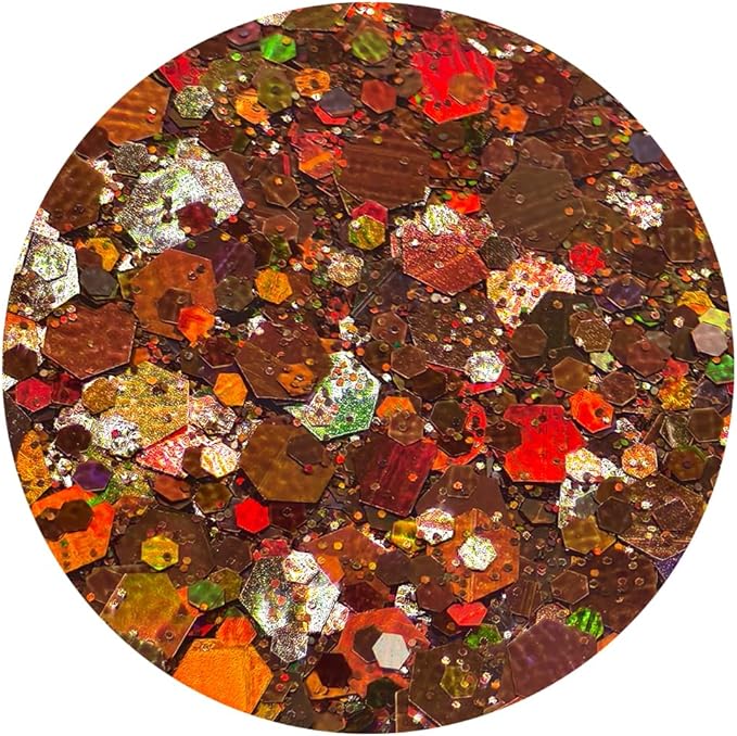 Coffee - Brown Holographic Craft Glitter - 2oz Glitter Shaker Bright Colorful Mix Chunky Body Glitter Bulk - 24 Colors in Shaker, Cosmetic Grade Glitter - EBLB406