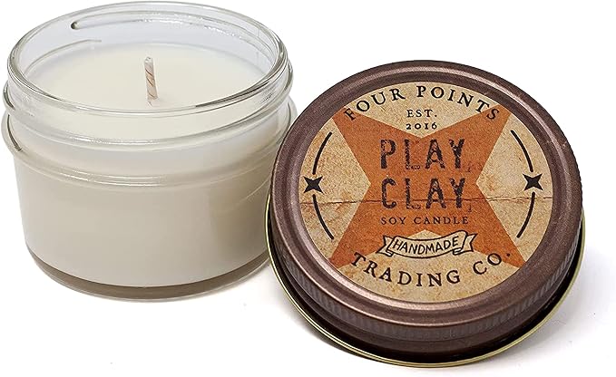 Play Clay Scented 4 Oz Soy Aromatherapy Candle w/Jar - Four Points Trading Co.