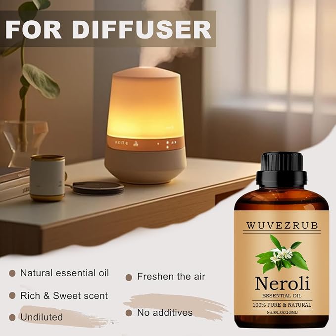 Neroli Essential Oil, 240ML Pure and Natural for Aromatherapy Diffuser - 8 Fl Oz