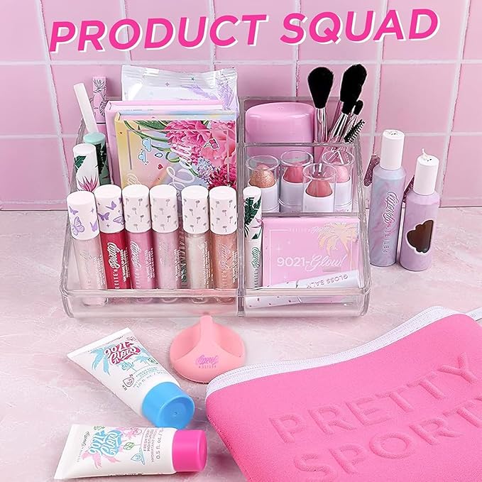 Petite 'N Pretty - WhimsiCali Eyeshadow & Cheek Makeup Palette and 10K Shine Lip Gloss Duo – Natural & Non-Toxic Face Makeup for Kids, Children, Tweens and Teens