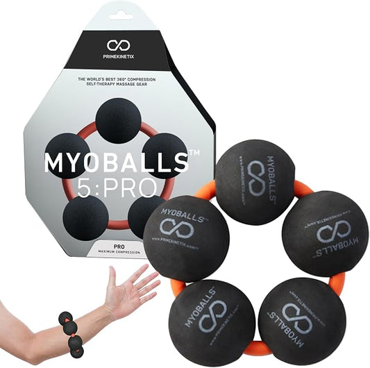 PRIMEKINETIX MyoBalls Foam Roller - Foam Rollers for Muscles, Enhanced Mobility, Deep Tissue & Full Body Massage, Trigger Point Therapy, for Athletes & Active Lifestyles, 1 Set of 5 Balls, Black
