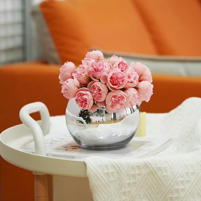 SNDEC Cubicle Accessories, 6'' Glass Candy Dish Desk Mirror to See Behind You, Home Office Aesthetic Table Vases Flower Pot, Cubicle Convex Desk Rearview Mirror Monitor