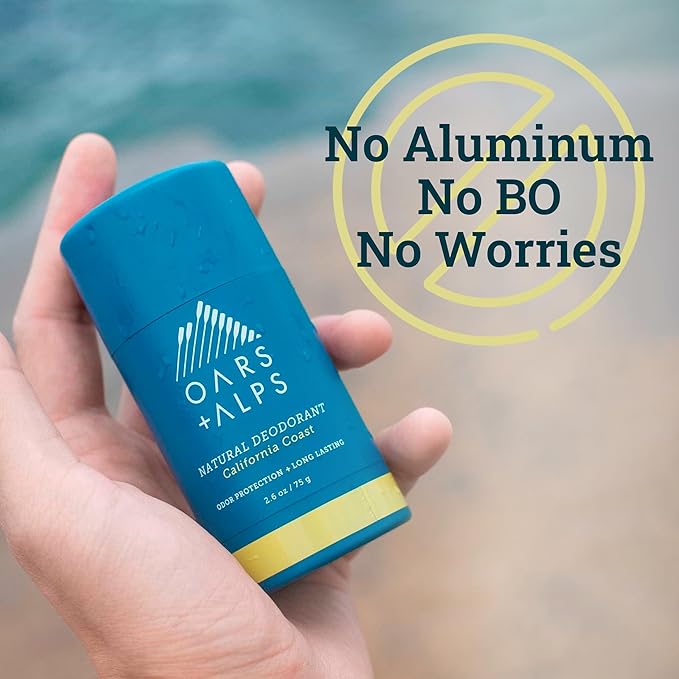 Oars + Alps Deodorant for Men & Women, Aluminum Free Deodorant for Men, Dermatologist Tested, Clean Ingredients, Non Toxic, Vegan, Long Lasting, Odor Protection, California Coast, 1pk, 2.6oz