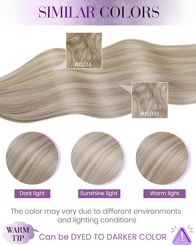 LaaVoo Itips Hair Extensions Human Hair Ash Blonde Highlighted Bleach Blonde I Tip Hair Extensions Stick Tip 24in 50g 50s