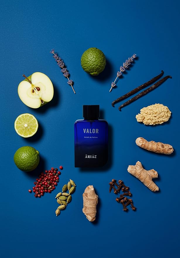 ARIAZ Valor Men Extrait De Parfum 3.4 Oz - Spicy Amber Woody Cologne with Apple, Bergamot, Pepper, Oud, Sandalwood & Amber - Smoky Intense Nighttime Fragrance for Fall & Winter