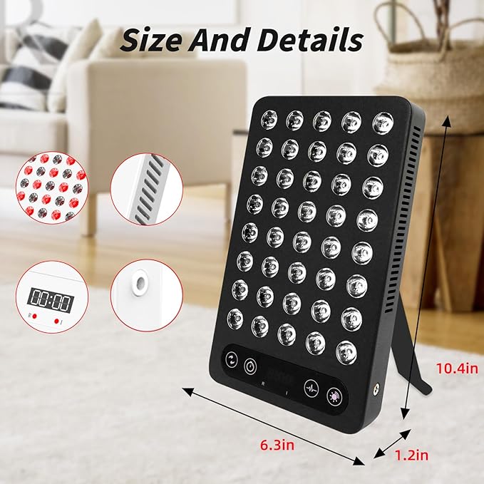 Red Light Therapy Panel, 200W High Power for Face and Body Pain Relief & Skin Care - Dual Chip 660nm Red and 850nm Infrared Light - Reduce Joint Inflammation, Improve Sleep, Built-in Timer