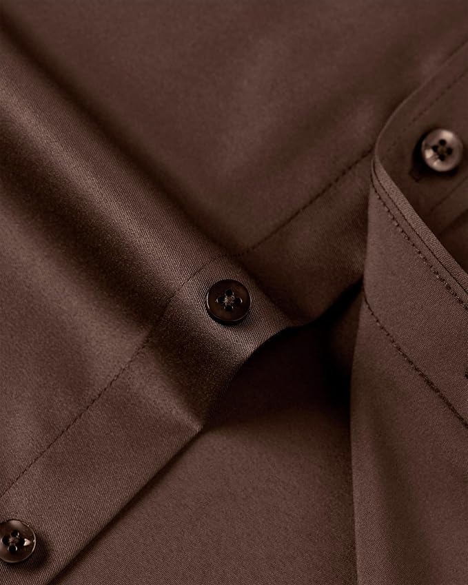 J.VER Men's Dress Shirts Solid Long Sleeve Stretch Wrinkle-Free Formal Shirt Business Casual Button Down Shirts