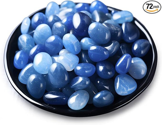 Polished Blue Aventurine Crystals - 72 Pcs, 0.5" 10 oz Handpicked Natural Tumbled Gemstones Rocks, Pebbles for Reiki, Chakra, Healing Home Decor