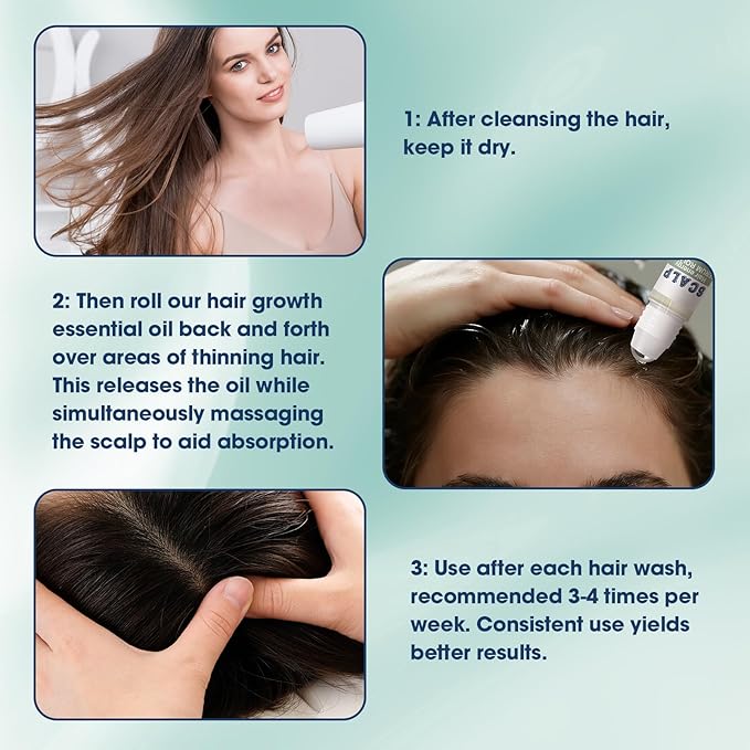 Hair Growth Serum Roll On, Suitable for All Hair Types Prevents Hair Loss Nourishes Hair Follicles Achieve Thicker Hair for Men & Women