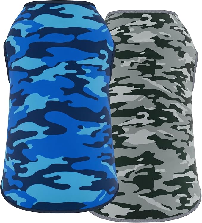 YUDODO 2 Pack Dog Shirts, Lightweight Stretchy Dog Tank Tops, Soft Pet Vest | Skin-Friendly, Breathable, Sleeveless, All Season Dog Clothes, For Small Medium Dogs, Blue+Gray, XXL