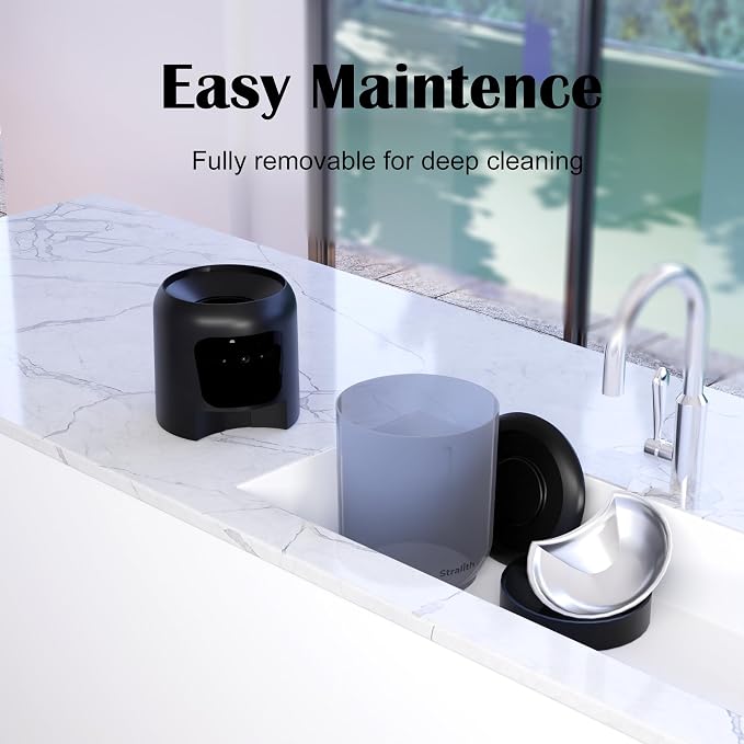 Automatic Cat Feeder with 2K Camera: Cat Food Dispenser with 6L Capacity, Container for Multiple Pet; Automatic Dog Feeder with Night Vision Support 5/2.4GHz & 2-Way Audio, Anti-Jam Design (Black)