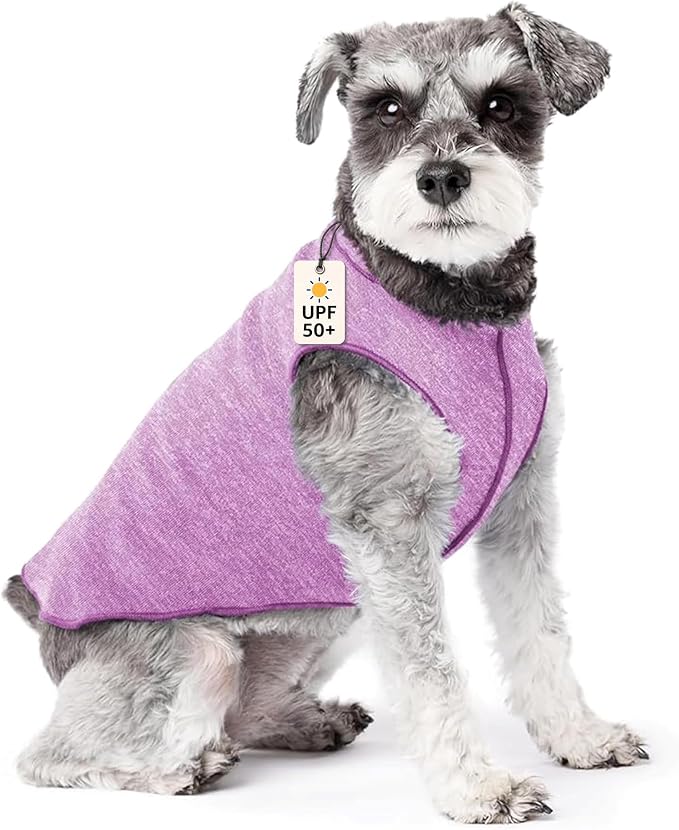 Goldpaw Dog Sun Shirt with UV Protection - Lightweight, Cooling Sun Protection Clothing for Small Dogs - Reduce Heat Absorption - Pet Clothes Made in the USA - Machine Washable - Violet - Size 10