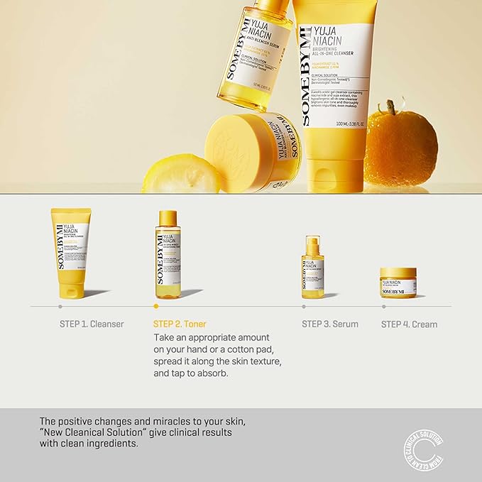 SOME BY MI Yuja Niacin 30 Days Miracle Brightening Toner – 5.07oz, 150ml – Korean 5% Niacinamide Toner for Dull-Looking Skin – Dark Spot Remover for Face with 12 Types of Vitamins – Korean Skin Care