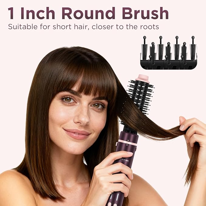 7-in-1 Hot Air Styler, PARWIN PRO BEAUTY Dual Voltage MaxAIR 2.0 Multi-Styler Set, 110,000RPM High Speed Hair Dryer Brush with Air Hair Straightener, 1.1 Inch Auto-Wrap Curlers, Jasper Plum