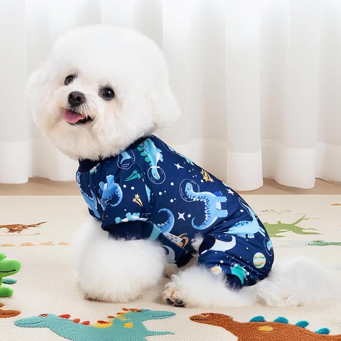 XPUDAC 4 Pack Dog Pajamas for Small Medium Sized Doggie Comfy Strechy Dog Pjs for Boy Puppy Clothes Cat Onesies Pet Outfits, M