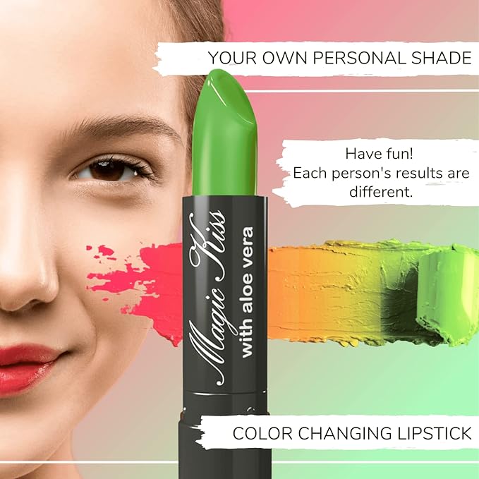 Magic Kiss Color Changing Matte Lipstick set, Long Lasting Nutritious Lips Moisturizer Magic Temperature Color Change Lip Balm with Aloe Vera PH Lipstick MADE IN USA (2 Pack - Gold & Purple)