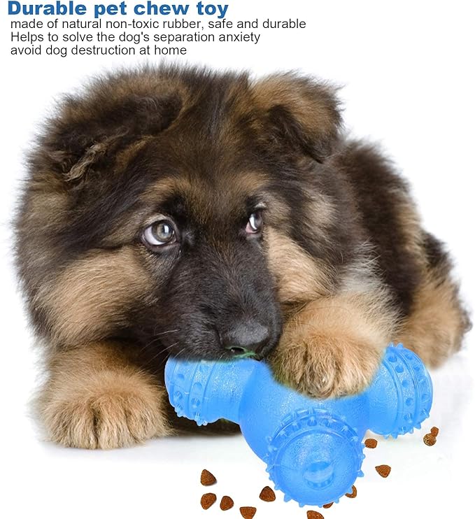 Cyrank Rolling Dog Treat Dispenser Slow Feeder, Funny Giggle Dog Puzzle Toy Slow Feeder Treat Toys Interactive Food Dispensing Dog Toys(Blue)