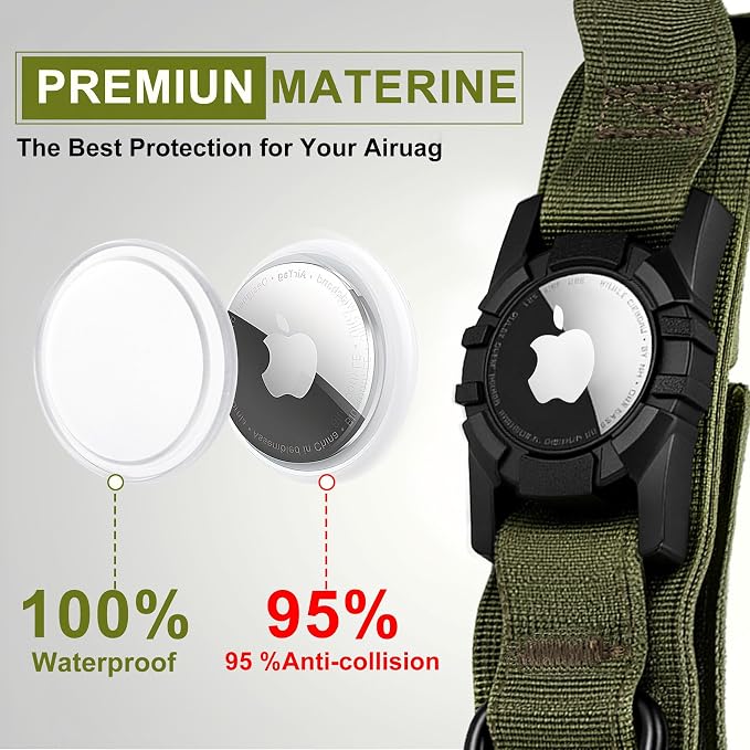 Tactical AirTag Dog Collar - Heavy Duty, Adjustable GPS Collar