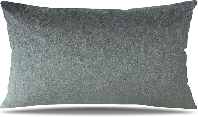 Artscope Luxury Velvet Pillow Covers Super Soft Decorative Square Throw Pillow Covers Case Cushion Covers for Sofa Couch Bedroom Car Decor 12x20 Inch Dark Grey