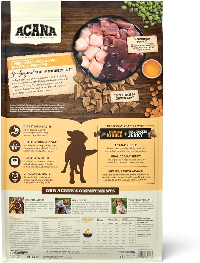 ACANA Butchers Favorites Grain-Free Dry Dog Food Free-Run Chicken 17lb Bag | Grain Free, High Protein, Made in the USA, Skin & Coat, Digestive Health, Free-Run Poultry, Real Chicken