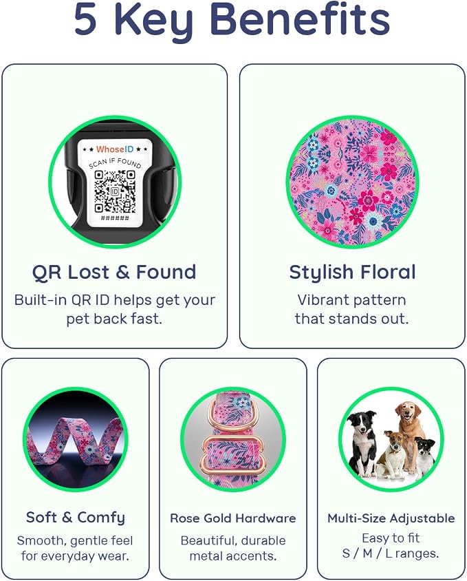 Dog Collar for Large Dogs with Smart QR Tags