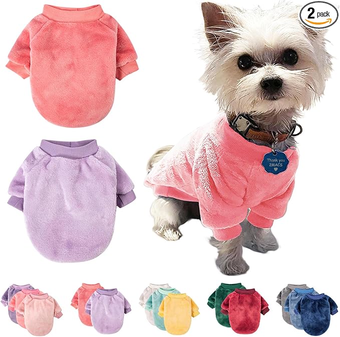 FabriCastle Dog Sweaters, 2-Pack Dog Clothes for Small Dogs Girl & Cats, Ultra Soft and Warm Pet Coats, Winter Pet Jacket, Doggy Apparel Costumes, Puppy Outfits (Pink,Light Purple, X-Large)