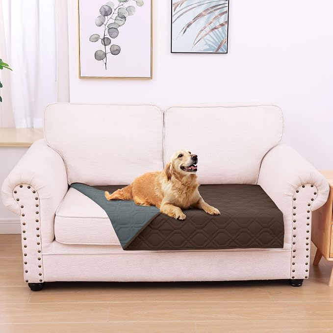 Waterproof Dog Bed Blanket - Soft Pet Blanket & Sofa Cover for Dogs | Reversible Washable Furniture Protector, Couch Covers for Pets (30x53 Inch, Chocolate/Dark Grey)