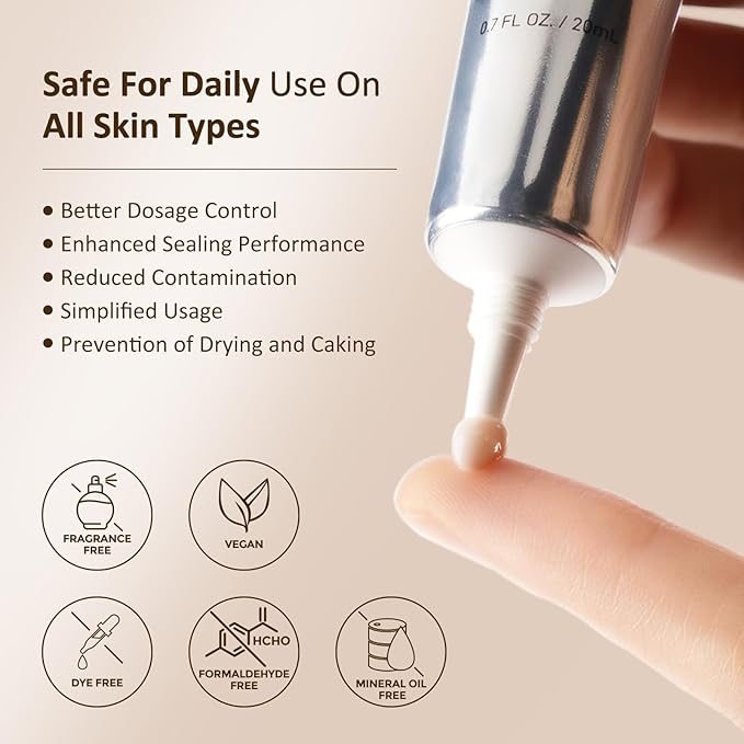 Caffeine Eye Cream with Niacinamide, Hyaluronic Acid, Vitamin E & Peptides - Under Eye Serum for Puffiness and Dark Circles, 0.7 Fl Oz (Pack of 2)