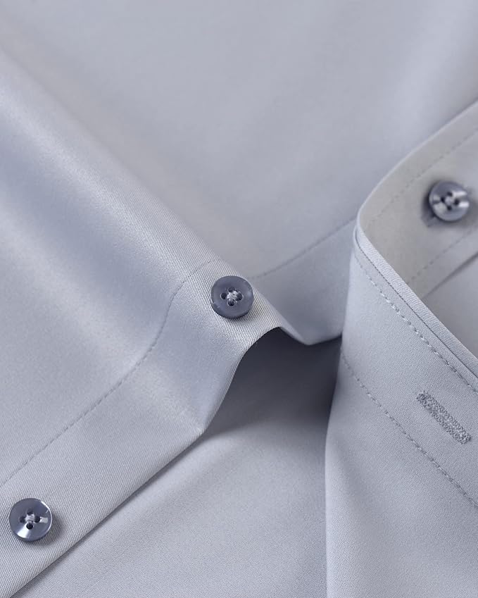 J.VER Men's Dress Shirts Solid Long Sleeve Stretch Wrinkle-Free Formal Shirt Business Casual Button Down Shirts