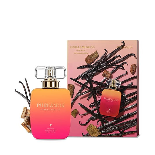 PUREAMOR Pheromone Perfume for Women, Vanilla Musk Extrait de Parfum Spray – Warm Cozy Scent with Vanilla, Soft Woods & Musk, Long Lasting Fragrance, 1.0 oz / 30 ml