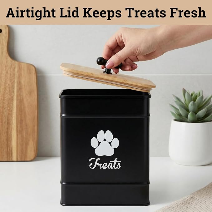 Dog Treat Container Airtight, 6"W x 8"H, Powder Coated, 12 Cup Capacity