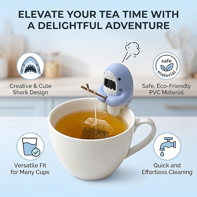 Creative Shark Shape Tea Infuser, Loose Leaf Tea Strainer, Funny Animal Shaped Tea Filters Gift for Tea Drinkers Shark Accessories Tea Lovers Accessory ﻿