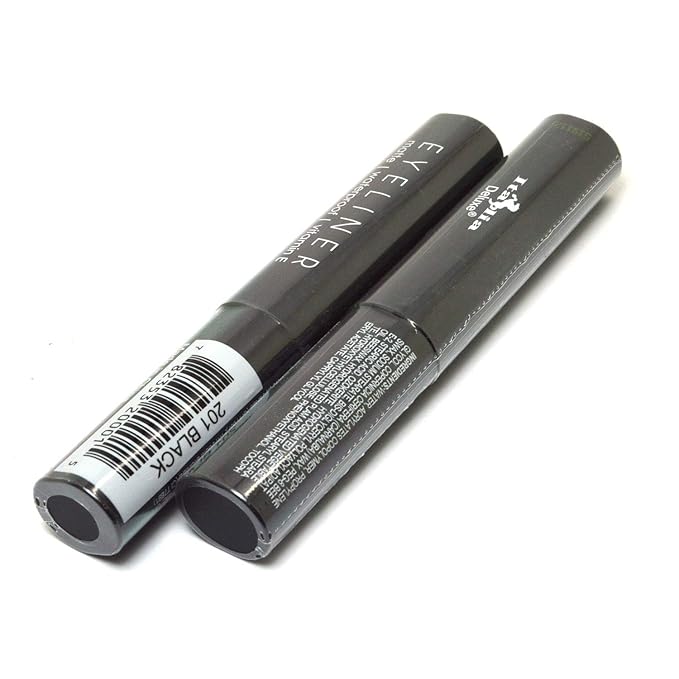 Italia-Deluxe Makeup 2pcs of Classic Liquid Eyeliner 201 Matte Black Eye Liner Vitamin E + ZipBag