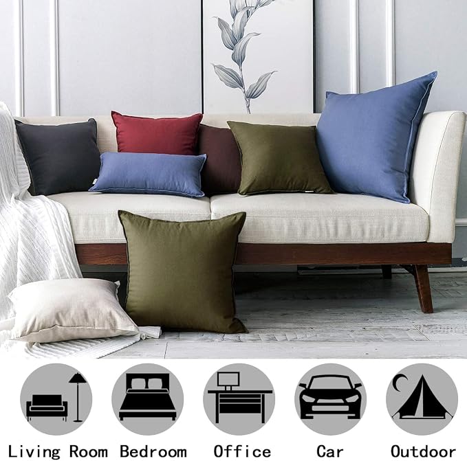Jeanerlor Natural Cotton Linen Soft Soild Decorative Square Throw Pillow Covers Set Cushion Case for Sofa Bedroom Car24 x 24 Inch 60 x 60cm,Olive Green