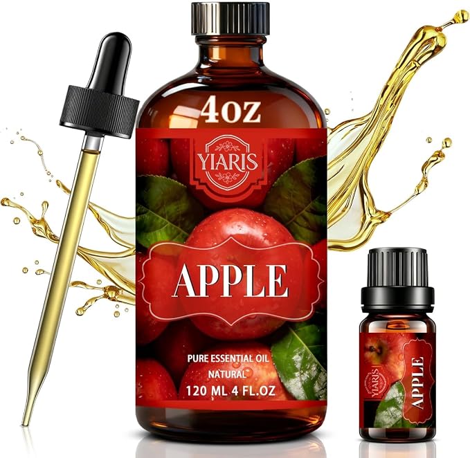 Apple Essential Oil 4.33oz for Diffuser & Home Scent | Pure natural apple scent for ultrasonic diffuser, aromatherapy, spa, candle making, soap crafting, handmade projects